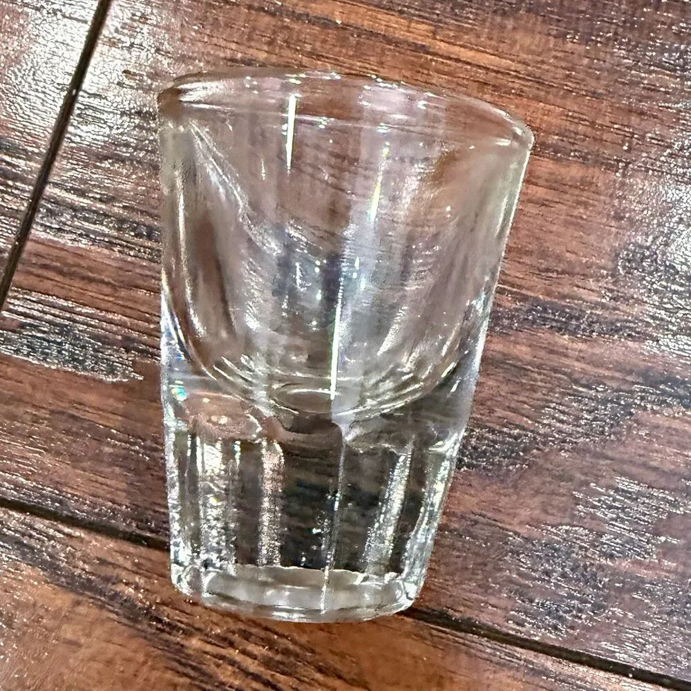 vintage Faceted Clear Glass Shot Glass 2 fl oz Round Barware H7